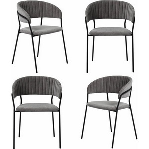 Изображение товара Комплект из 4-х стульев Turin серый вельвет с чёрными ножками Bradexhome арт.FR 0556K