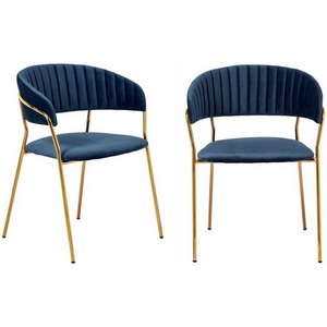 Изображение товара Комплект из 2-х стульев Turin синий с золотыми ножками Bradexhome арт.FR 0557P