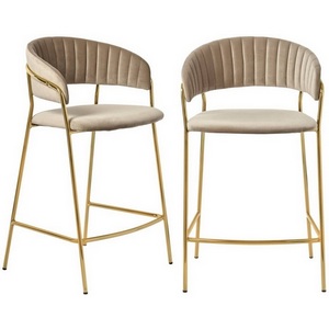 Изображение товара Комплект из 2-х стульев Bradexhome полубарных Turin латте с золотыми ножками
