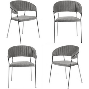Изображение товара Комплект из 4-х стульев Bradexhome Turin серый вельвет с хромированными ножками