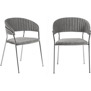 Изображение товара Комплект из 2-х стульев Bradexhome Turin серый вельвет с хромированными ножками