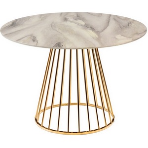 Изображение товара Стол Bradex Home Liverpool диам.100см, керамогранит белый мрамор с золотистыми ножками (FR 0947) (круглая столешница, О-образная опора)