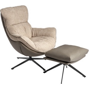 Изображение товара Комплект кресло Bradexhome HUG латте, экокожа, шенилл с оттоманкой латте, экокожа