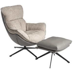 Изображение товара Комплект кресло HUG светло-серый, экокожа, шенилл с оттоманкой светло-серый, экокожа Bradex Home арт.FR 1013K