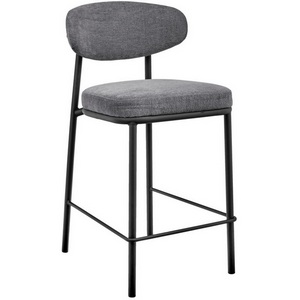 Изображение товара Стул полубарный Bradexhome Lucas 2 серый шенилл с чёрными ножками