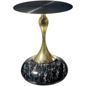 Изображение товара Кофейный столик Angel диам.40см x 55см, чёрный мрамор, металл Bradexhome FR 1029 (круглая столешница)