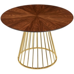 Изображение товара Стол Bradex Home Liverpool диам.110см, шпон орех лучевой набор, с золотистыми ножками (RF 0518) (круглая столешница, О-образная опора)