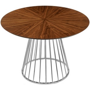 Изображение товара Стол Bradex Home Liverpool диам.110см, шпон орех лучевой набор, с хромированными ножками (RF 0519) (круглая столешница, О-образная опора)