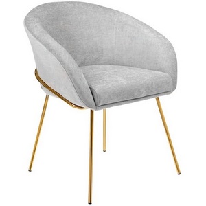 Изображение товара Стул-полукресло Martin серый шенилл с золотыми ножками Bradex Home арт.RF 0569