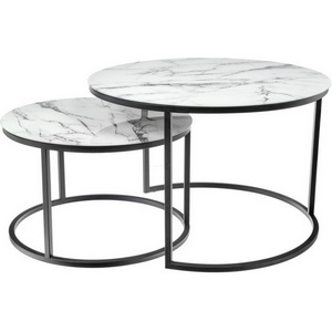 Изображение товара Набор кофейных столиков Bradex Home Tango белый мрамор с черными ножками (RF 0601) (круглая столешница, О-образная опора)