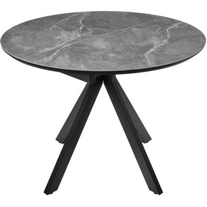 Изображение товара Стол вставка-бабочка Rudolf раскладной 100-130x100x75см, серый керамогранит, черный Bradex Home RF 0643 (круглая столешница, 4 ножки)