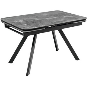 Изображение товара Стол с боковыми вставками Arthur раскладной 120-184x80x75см, керамогранит серый мрамор Greys Grey, чёрный Bradex Home RF 0656 (прямоугольная столешница, 4 ножки)