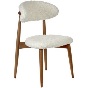 Изображение товара Стул Lucas белый искусственный мех с ножками цвета орех Bradex Home арт.RF 0685