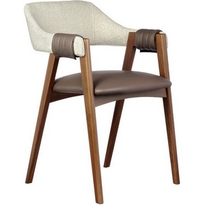 Изображение товара Стул KELLI бежевый букле, экокожа коричневая, орех Bradex Home (арт.RF 0749)