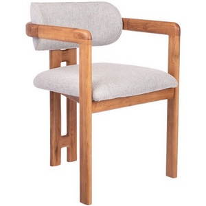 Изображение товара Стул Bradexhome Rich рогожка бежево-голубая с ножками цвета орех