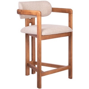 Изображение товара Стул с регулировкой высоты офисный полубарный Rich рогожка латте с ножками цвета орех Bradex Home RF 0860