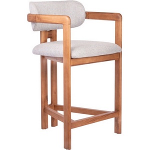 Изображение товара Стул полубарный Rich рогожка бежево-голубая с ножками цвета орех Bradex Home арт.RF 0861