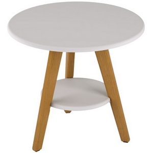 Изображение товара Стол журнальный с полкой Калифорния ХОГ белый (круглая столешница, 3 ножки)