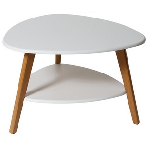 Изображение товара Стол журнальный с полкой Калифорния Бруклин белый (треугольная столешница, 3 ножки)