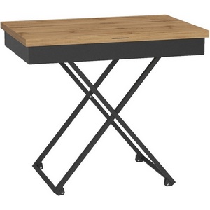 Изображение товара Стол подъемно-раскладной (раскрытая книга) универсальный трансформируемый Калифорния АНДРЭ Loft ЛДСП Дуб вотан/Черный (прямоугольная столешница, I I-образная опора)