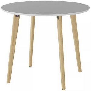 Изображение товара Стол обеденный Калифорния Морган Белый/Дуб янтарный (круглая столешница, 4 ножки)