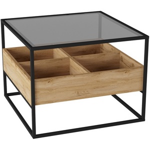 Изображение товара Стол квадратный шириной 60 см журнальный с полкой Калифорния Кассо СЖ01 Дуб вотан