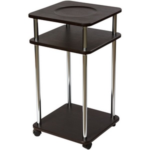 Изображение товара Подставка на колесах под кулер с полкой (регулировка по высоте) Калифорния венге (квадратная столешница, 4 ножки)