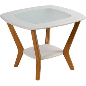 Изображение товара Стол журнальный с полкой Калифорния Мельбурн белый (квадратная столешница, 4 ножки)