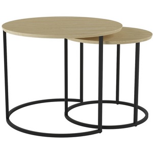 Изображение товара Комплект журнальных столов Калифорния Лесли Дуб янтарный/Черный (круглая столешница, О-образная опора)