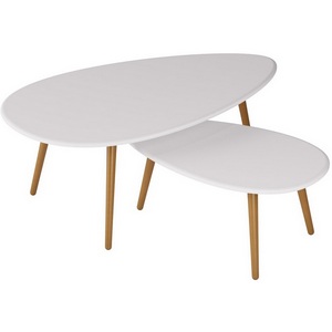 Изображение товара Стол с закругленными углами журнальный Калифорния Твинс белый (треугольная столешница, 3 ножки)