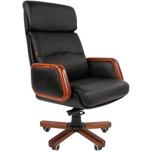 Изображение товара Компьютерное кресло - стул компьютерный с деревянным каркасом CHAIRMAN 417 (металл,дерево,экокожа/черный)