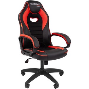 Изображение товара Офисное кресло черное с регулировкой наклона спинки Chairman game 16 экопремиум черный/красный