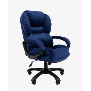 Изображение товара Кресло офисное на колесиках синее Chairman Home 434 ткань Т-82 синее (черный пластик)