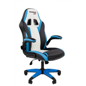 Изображение товара Кресло игровое с мягкими подлокотниками Chairman Game 15 экокожа/черный/голубой/белый