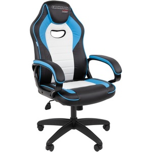 Изображение товара Кресло игровое с регулировкой высоты Chairman Game 16 экокожа/черный/голубой/белый