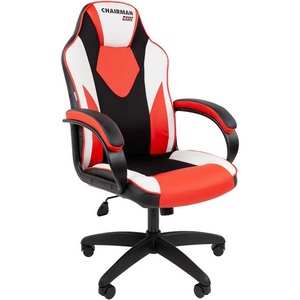 Изображение товара Офисное кресло черное с регулировкой наклона спинки Chairman Game 17 (экокожа/черный)/красный/белый