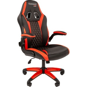 Изображение товара Кресло игровое с высокой спинкой CHAIRMAN GAME 15 (пластик,экокожа/черный,красный)