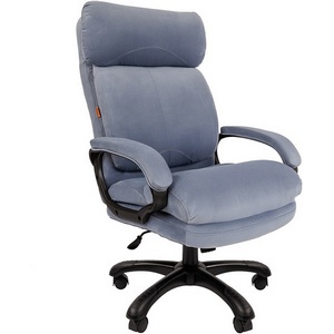 Изображение товара Стул для офиса руководителя с пластиковой крестовиной CHAIRMAN HOME 505 (пластик,велюр/голубой)