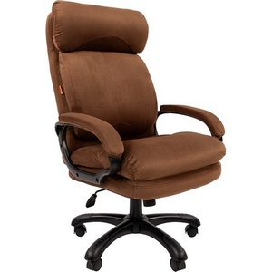 Изображение товара Стул для офиса руководителя с пластиковой крестовиной CHAIRMAN HOME 505 (пластик,велюр/коричневый)
