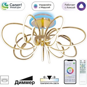 Изображение товара Потолочная RGB светодиодная люстра с пультом на батарейках WiFi с пультом управления Citilux Salma Smart CL224A172 (Умный дом, Алиса)