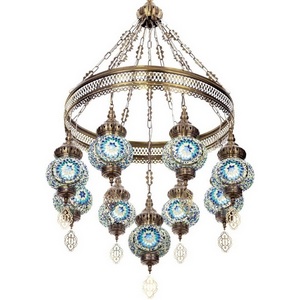 Изображение товара Подвесная люстра с подвесками Citilux Каир CL419186 Мозаика синяя