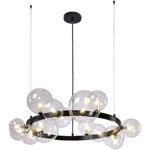 Изображение товара Подвесная люстра светодиодная Crystal Lux AGATA SP15 V2 BLACK/TRANSPARENTE (плафоны шарики)