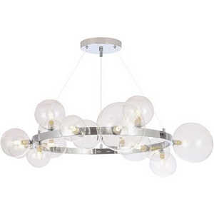 Изображение товара Подвесная люстра для гостиной со стеклянными плафонами Crystal Lux AGATA SP15 V2 CHROME/TRANSPARENTE (плафоны шарики)