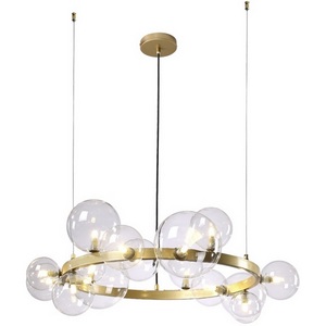 Изображение товара Подвесная люстра светодиодная Crystal Lux AGATA SP15 V2 GOLD/TRANSPARENTE (плафоны шарики)