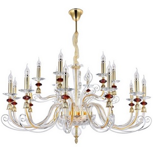 Изображение товара Подвесная люстра Crystal Lux CATARINA CATARINA SP12+6 V2 GOLD/TRANSPARENT-COGNAC в виде свечи