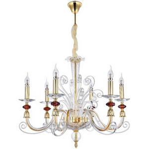 Изображение товара Подвесная люстра Crystal Lux CATARINA CATARINA SP6 V2 GOLD/TRANSPARENT-COGNAC в виде свечи