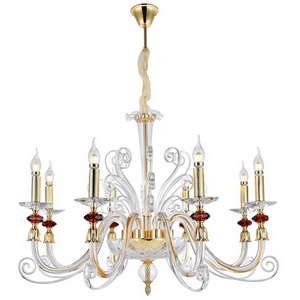 Изображение товара Подвесная люстра Crystal Lux CATARINA SP8 V2 GOLD/TRANSPARENT-COGNAC