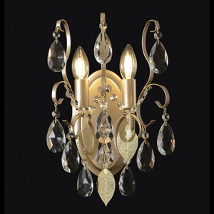 Изображение товара Бра Crystal Lux ESMIRALDA AP2 GOLD в виде свечи с подвесками