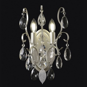 Изображение товара Бра Crystal Lux ESMIRALDA AP2 SILVER в виде свечи с подвесками