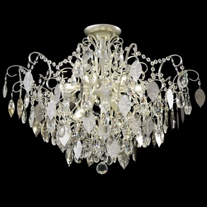Изображение товара Потолочная люстра на штанге Crystal Lux ESMIRALDA PL9 SILVER листья с подвесками